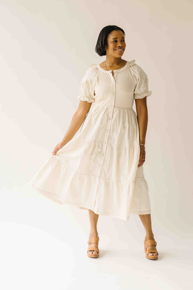 Hendersen Ribbed Midi Dress in Ivory