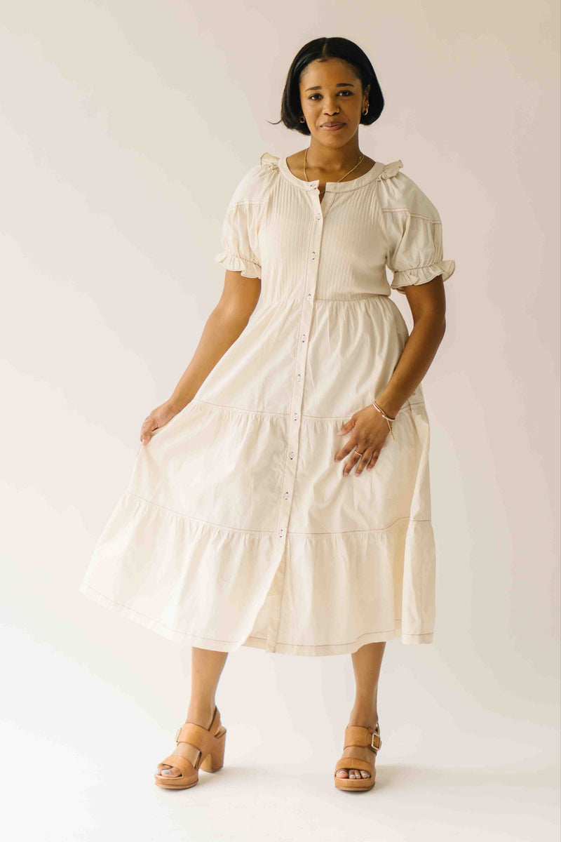 Hendersen Ribbed Midi Dress in Ivory