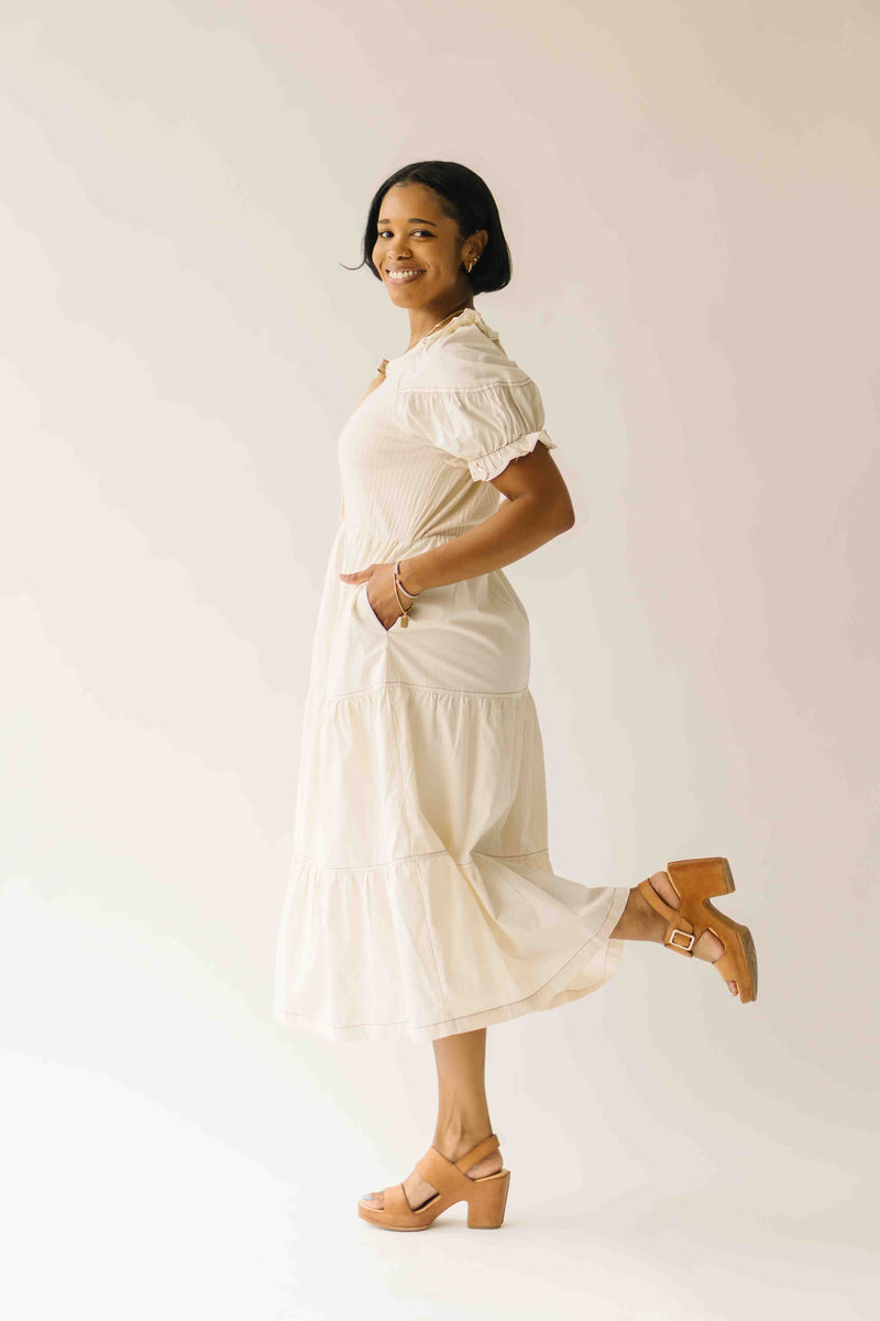 Hendersen Ribbed Midi Dress in Ivory