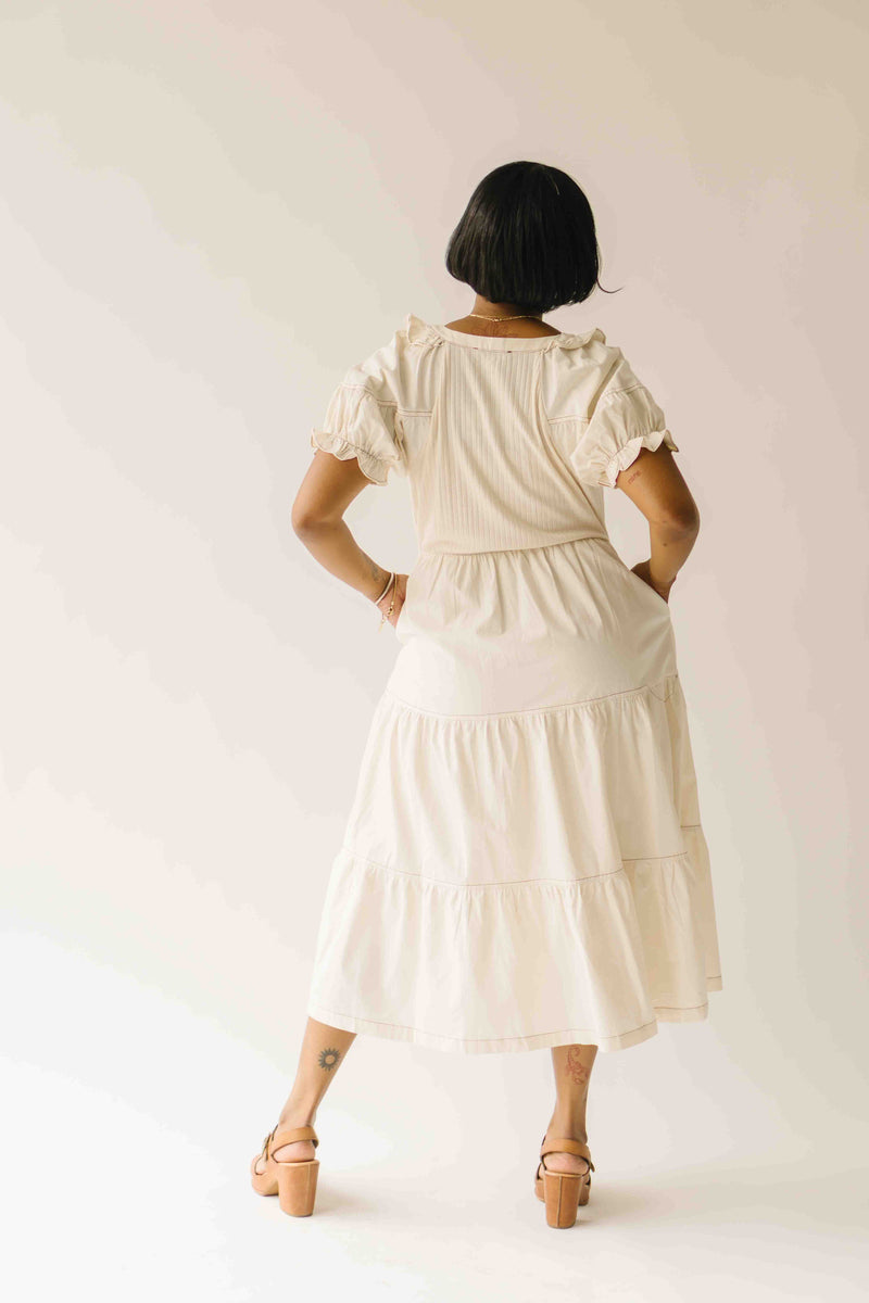 Hendersen Ribbed Midi Dress in Ivory