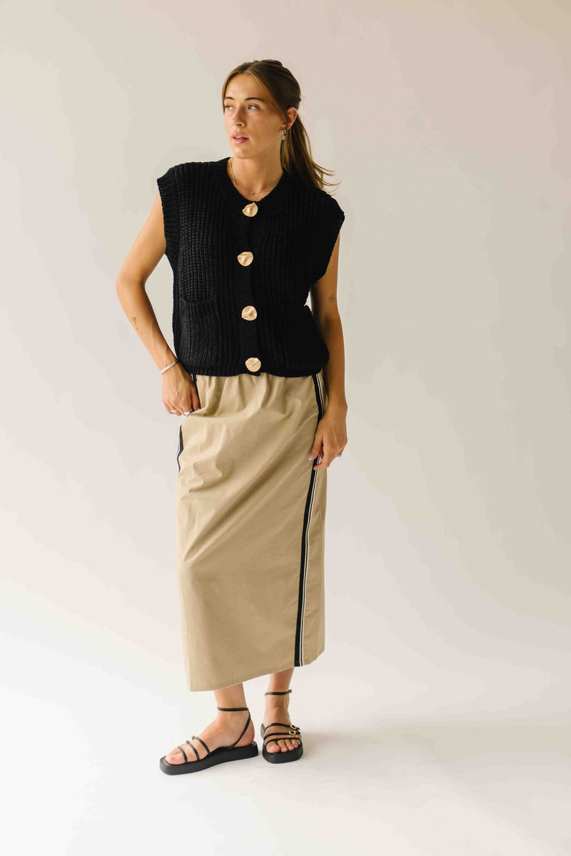 The Tamara Button-Up Vest in Black