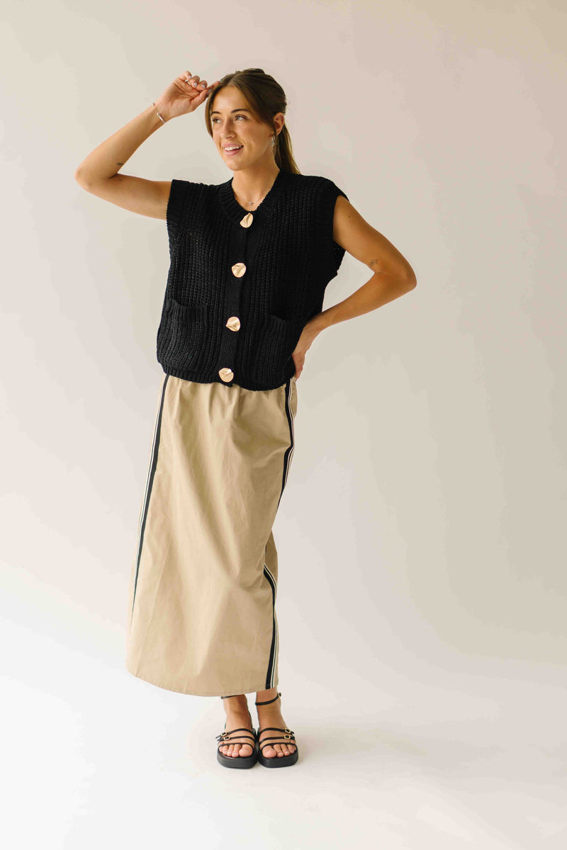 The Tamara Button-Up Vest in Black