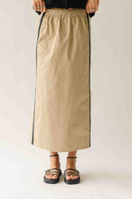 The Hollis Side Stripe Skirt in Khaki