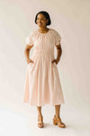 The Harstine Gathered Waist Midi Dress in Blush