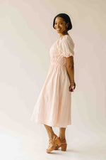 The Harstine Gathered Waist Midi Dress in Blush