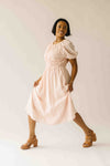 The Harstine Gathered Waist Midi Dress in Blush