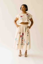 The Ralston Embroidered Blouse + Skirt Set in Ecru