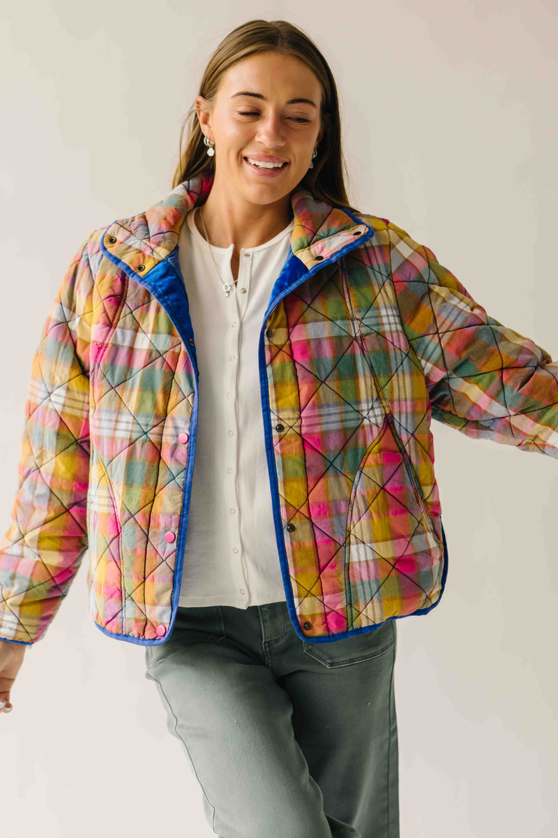 The Gemma Plaid Quilted Jacket in Stained Glass