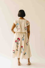 The Ralston Embroidered Blouse + Skirt Set in Ecru