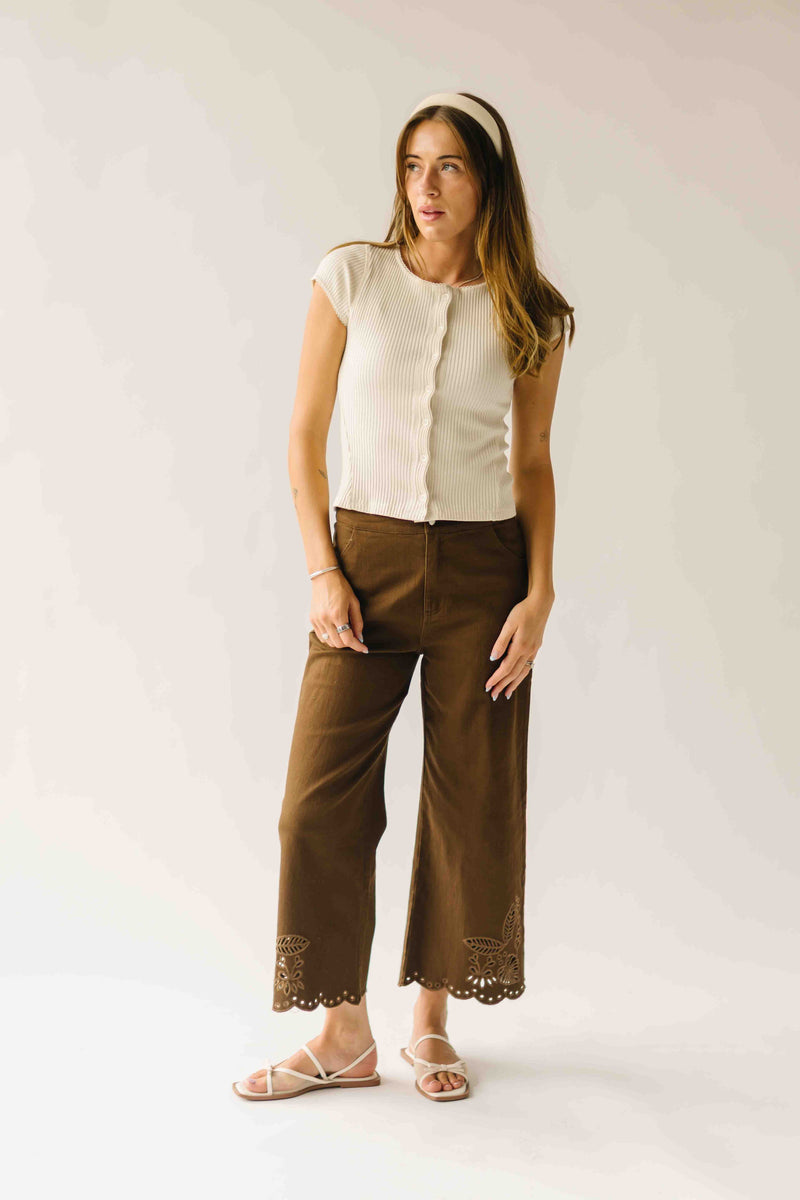 The Alton Floral Embroidered Jean in Brown