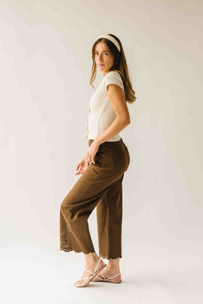 The Alton Floral Embroidered Jean in Brown