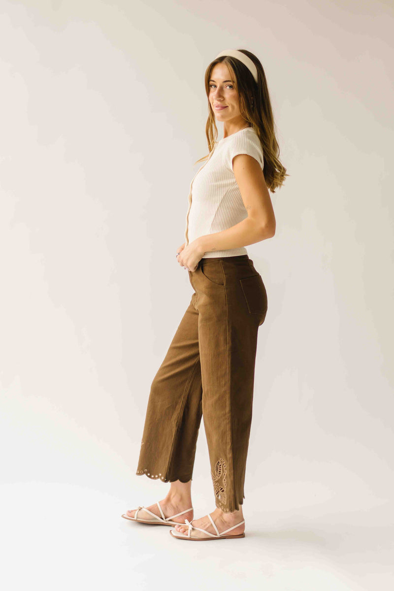 The Alton Floral Embroidered Jean in Brown