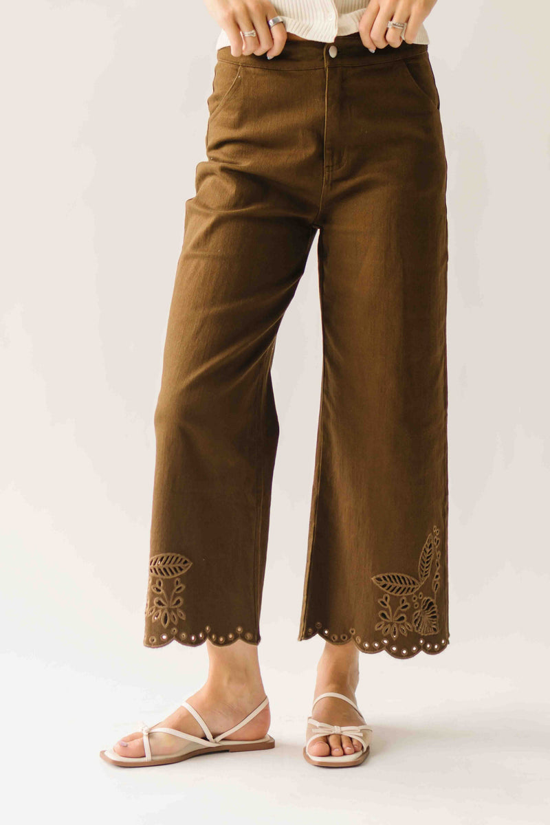 The Alton Floral Embroidered Jean in Brown