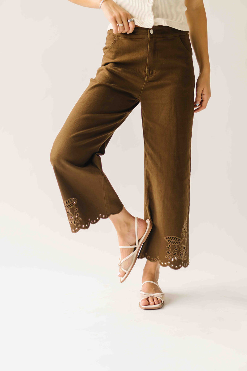 The Alton Floral Embroidered Jean in Brown