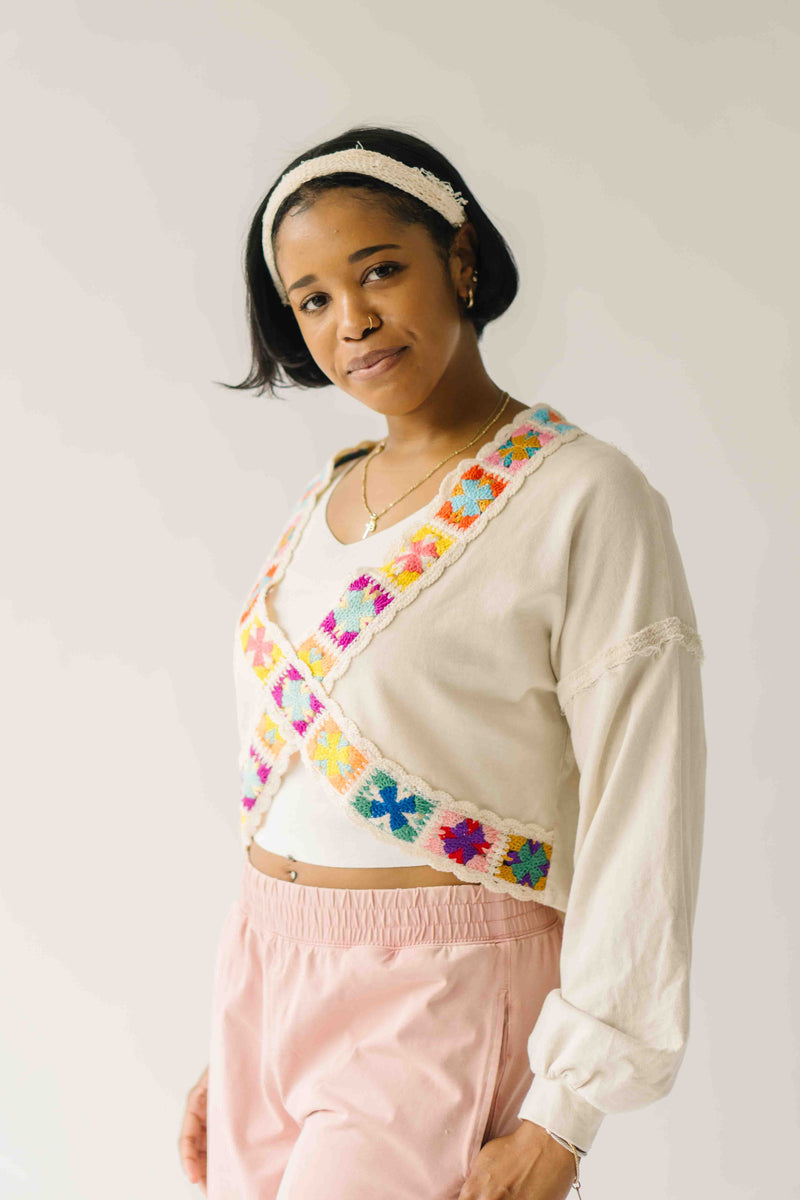 The Caldera Criss-Cross Crochet Pullover in Natural