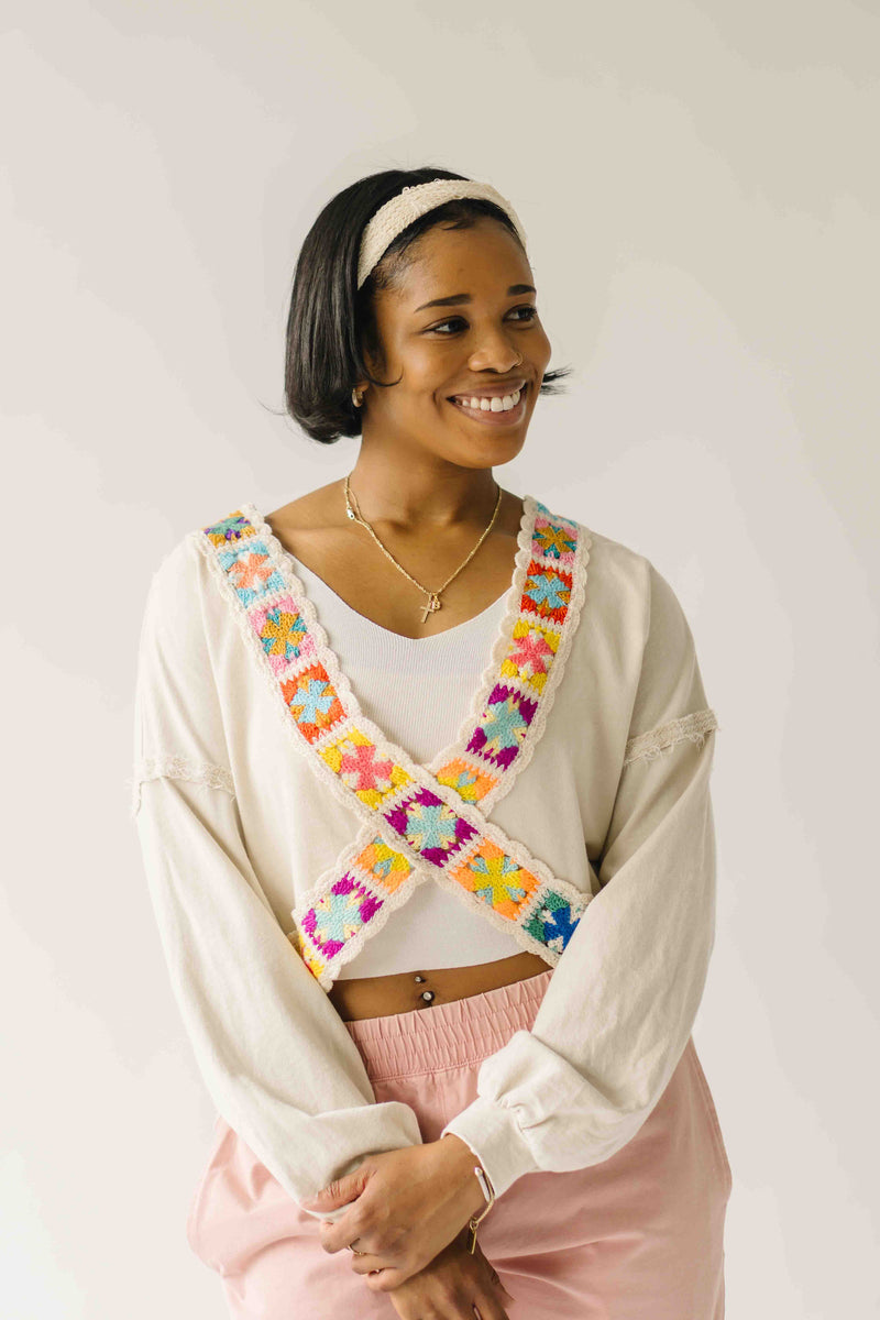 The Caldera Criss-Cross Crochet Pullover in Natural