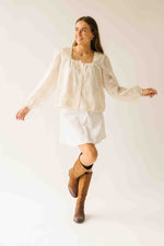 The Tayla Lace Trim Blouse in Ivory