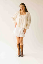 The Tayla Lace Trim Blouse in Ivory
