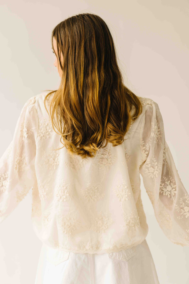 The Tayla Lace Trim Blouse in Ivory