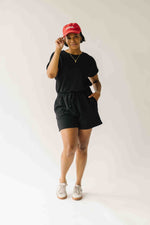 The Foster Drawstring Romper in Black