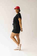 The Foster Drawstring Romper in Black