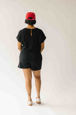 The Foster Drawstring Romper in Black