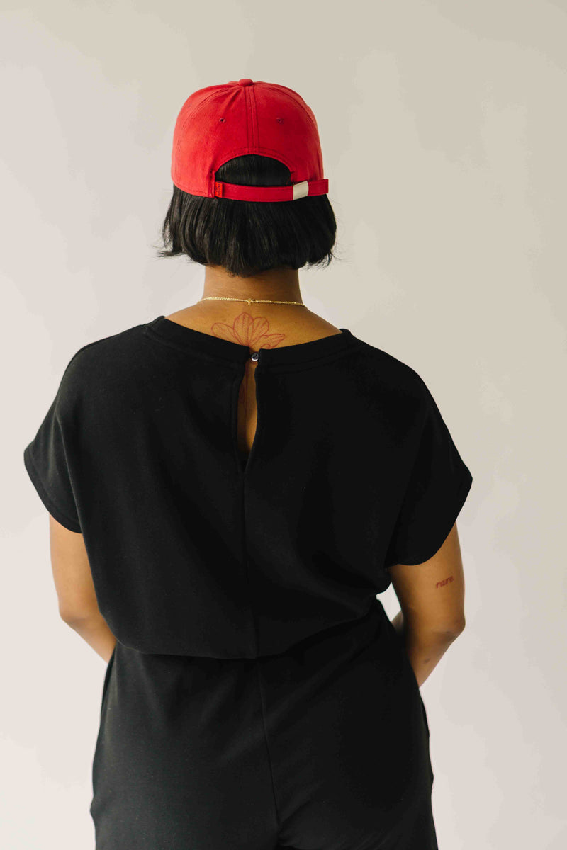 The Foster Drawstring Romper in Black