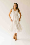 The Huntley Scoop Neck Midi Dress in Off White