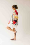The Nandra Balloon Sleeve Cardigan in Ivory Multi