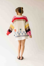 The Nandra Balloon Sleeve Cardigan in Ivory Multi