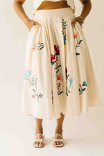 The Ralston Embroidered Blouse + Skirt Set in Ecru