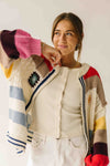 The Nandra Balloon Sleeve Cardigan in Ivory Multi