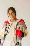 The Nandra Balloon Sleeve Cardigan in Ivory Multi
