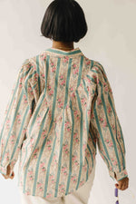 The Sansom Floral Button-Up Blouse in Sage