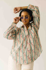 The Sansom Floral Button-Up Blouse in Sage