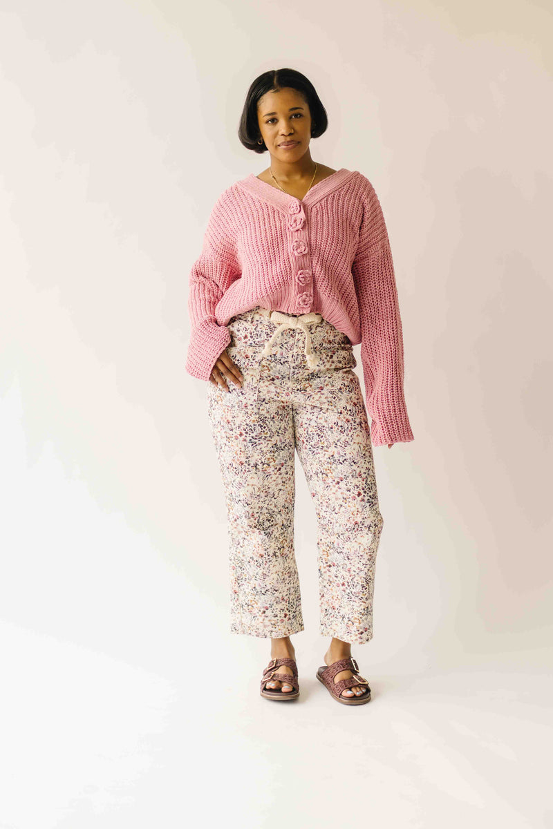 The Brandon Button-Up Cardigan in Rose Pink