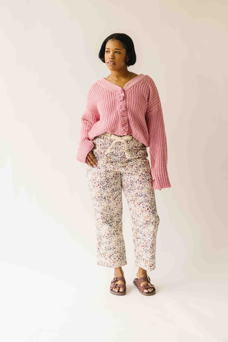 The Brandon Button-Up Cardigan in Rose Pink