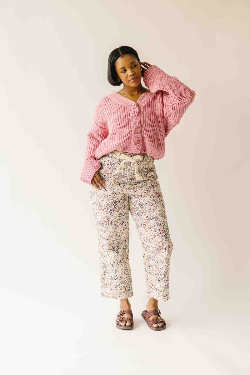 The Brandon Button-Up Cardigan in Rose Pink