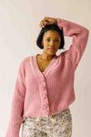 The Brandon Button-Up Cardigan in Rose Pink