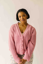 The Brandon Button-Up Cardigan in Rose Pink