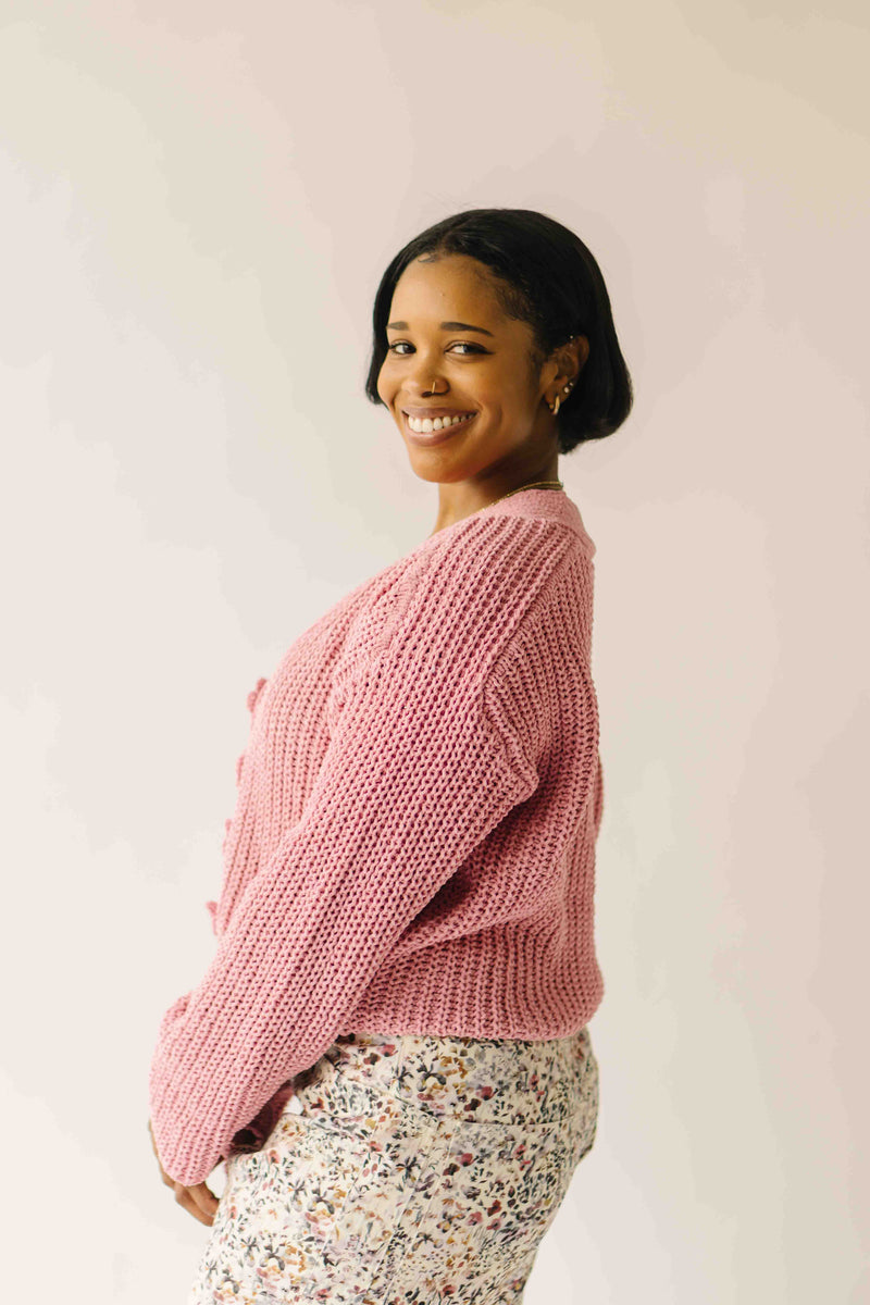 The Brandon Button-Up Cardigan in Rose Pink