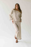 The Lucy Long Sleeve Striped Blouse in Cream + Brown