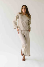 The Lucy Long Sleeve Striped Blouse in Cream + Brown