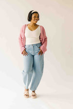 The Martha Floral Barrel Pant in Light Denim
