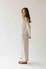 The Lucy Long Sleeve Striped Blouse in Cream + Brown
