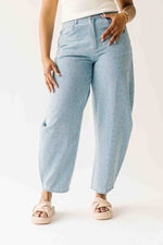 The Martha Floral Barrel Pant in Light Denim