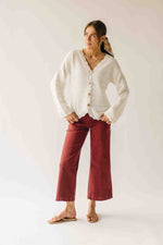 The Kindler Lace Trimmed Cardigan in Cream