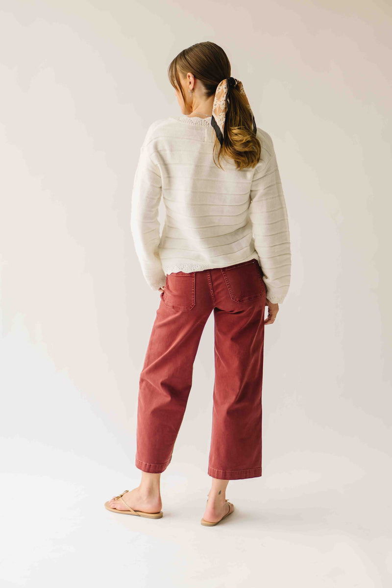 The Kindler Lace Trimmed Cardigan in Cream
