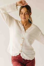 The Kindler Lace Trimmed Cardigan in Cream