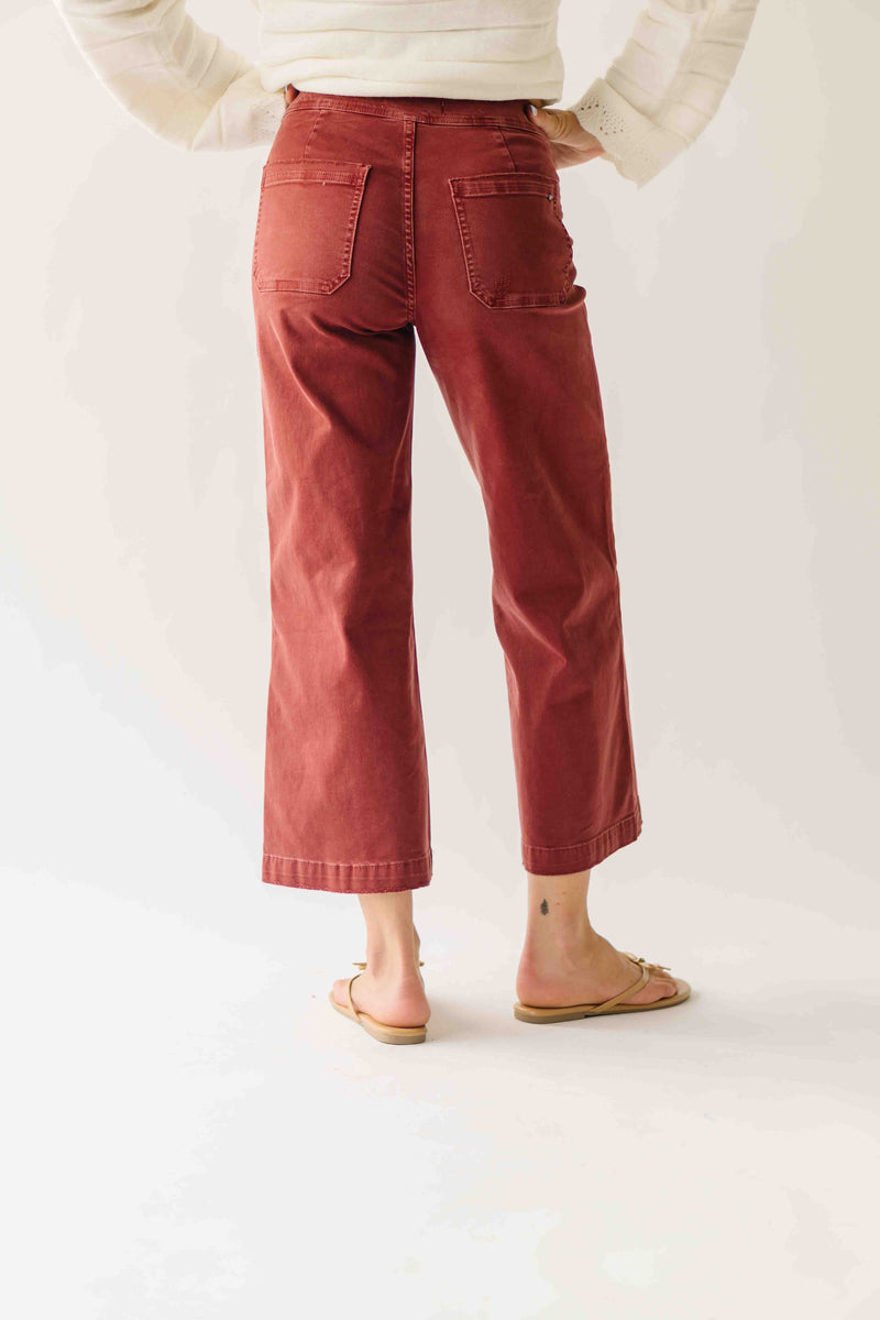 The Addi Wide Leg Crop Jean in Burgundy